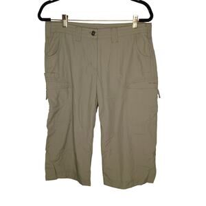 Exofficio Drawstring Waist Zipper Pockets Cargo Capri Pants Green Size 8